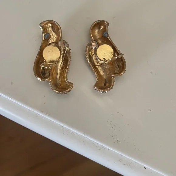 Gold with Rhinestone Earrings - Picture 4 of 8